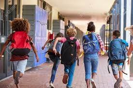 Kids running back from class